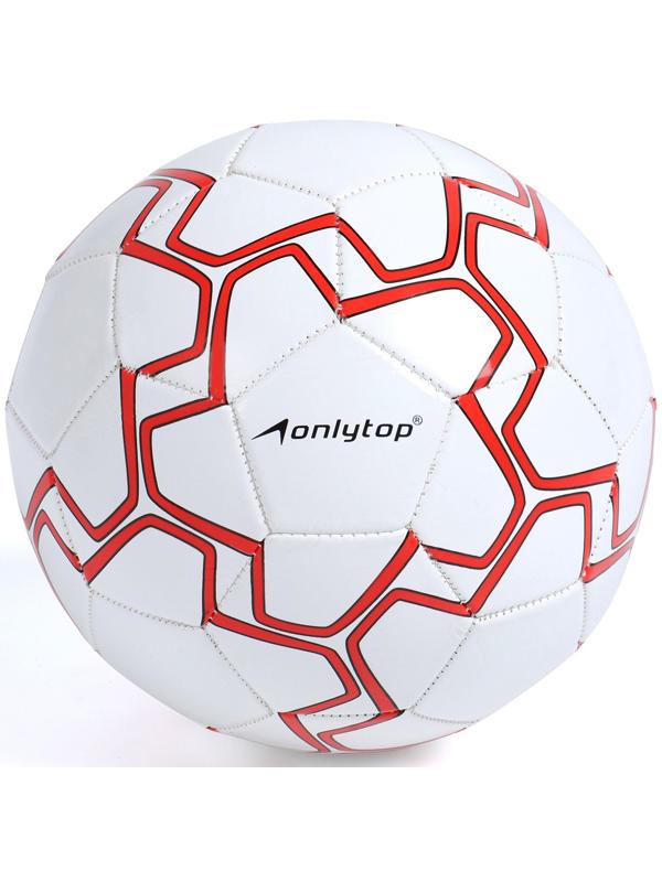 Футбольный мяч ONLYTOP, машинная сшивка, 32 панели, р. 5, PVC, резиновая камера, белый, красный
