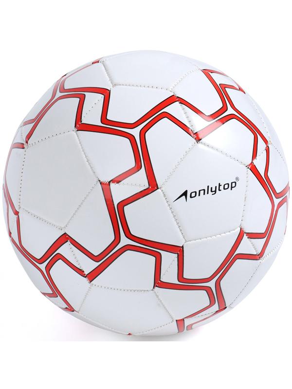 Футбольный мяч ONLYTOP, машинная сшивка, 32 панели, р. 5, PVC, резиновая камера, белый, красный