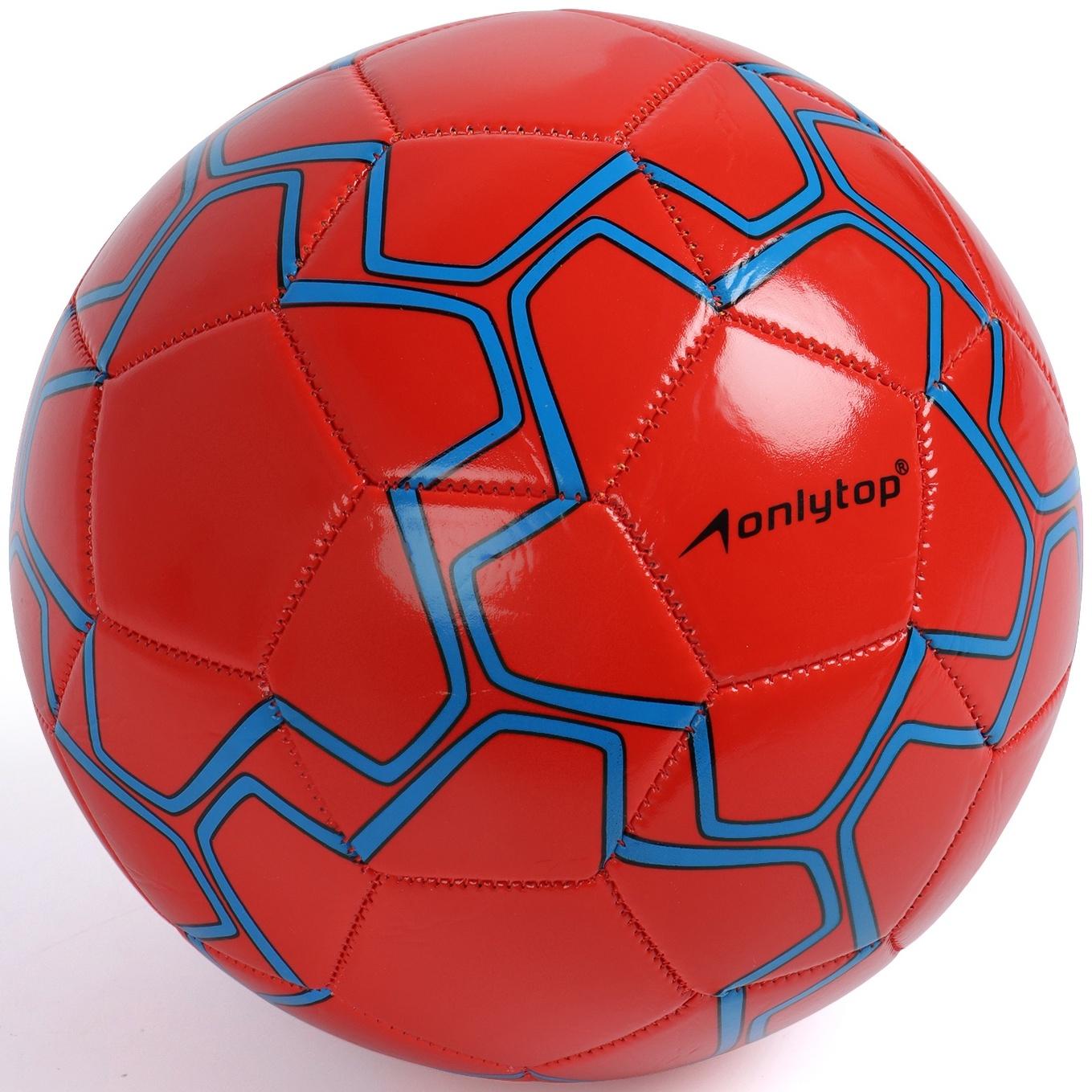 Футбольный мяч ONLYTOP, машинная сшивка, 32 панели, р. 5, PVC, резиновая камера, красный