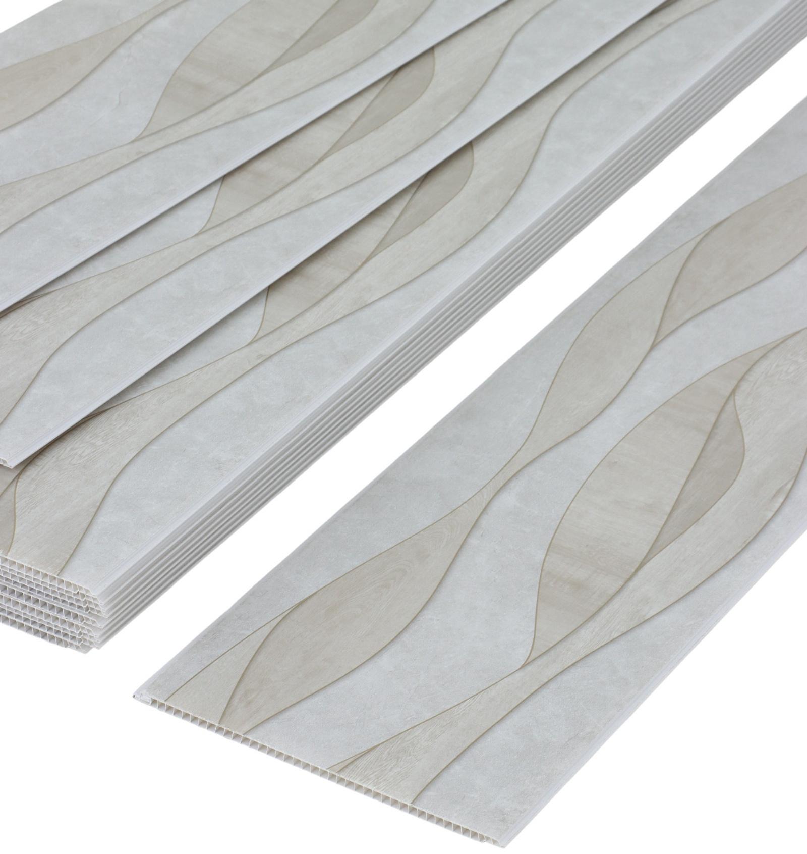 Стеновая панель ПВХ «Волна», 2600×250 мм, цвет бежевый/серый
