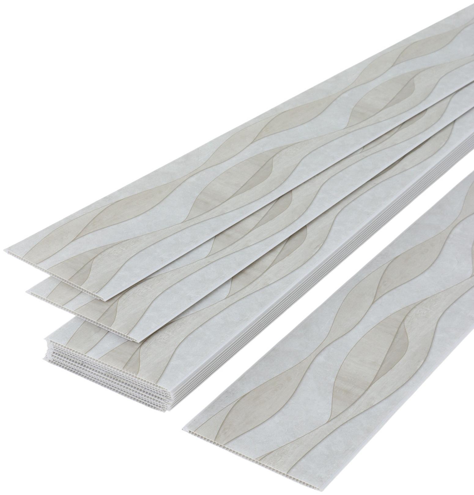 Стеновая панель ПВХ «Волна», 2600×250 мм, цвет бежевый/серый