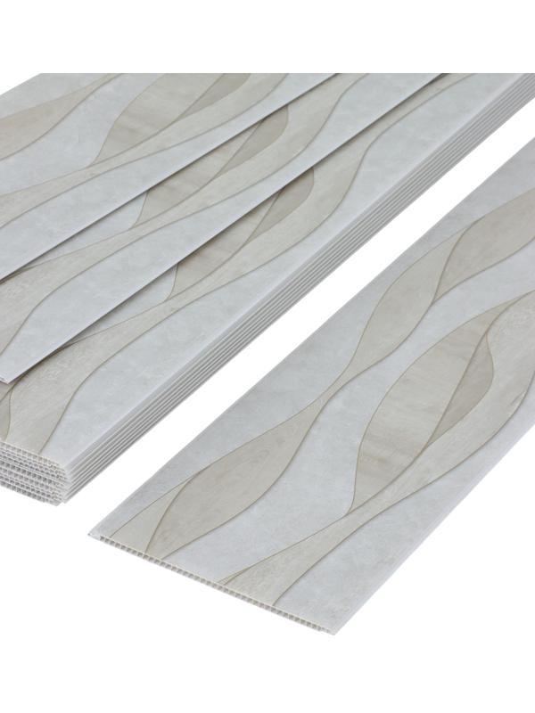 Стеновая панель ПВХ «Волна», 2600×250 мм, цвет бежевый/серый