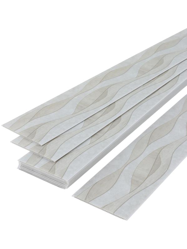 Стеновая панель ПВХ «Волна», 2600×250 мм, цвет бежевый/серый