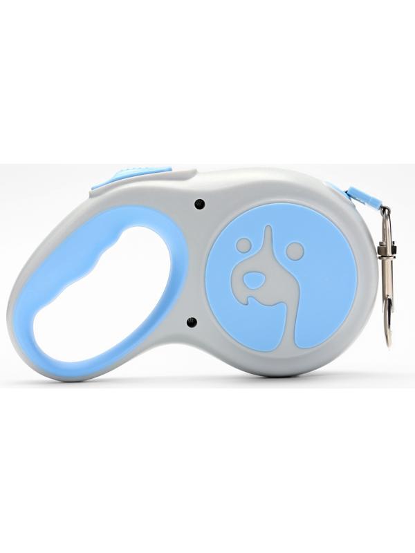 Рулетка - поводок для собак, лента 5 м, голубая