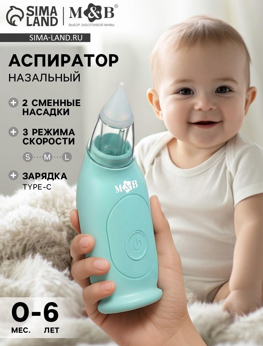 Аспиратор для новорожденных электронный, назальный (набор: 2 насадки, аксессуары, зарядка Type-C)