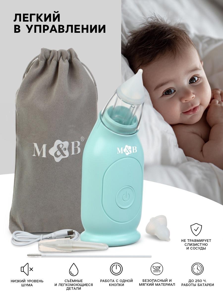 Аспиратор для новорожденных электронный, назальный (набор: 2 насадки, аксессуары, зарядка Type-C)
