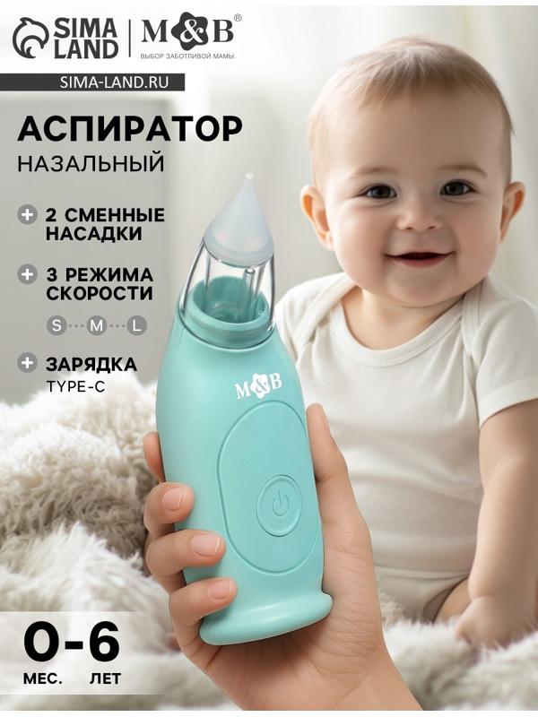 Аспиратор для новорожденных электронный, назальный (набор: 2 насадки, аксессуары, зарядка Type-C)