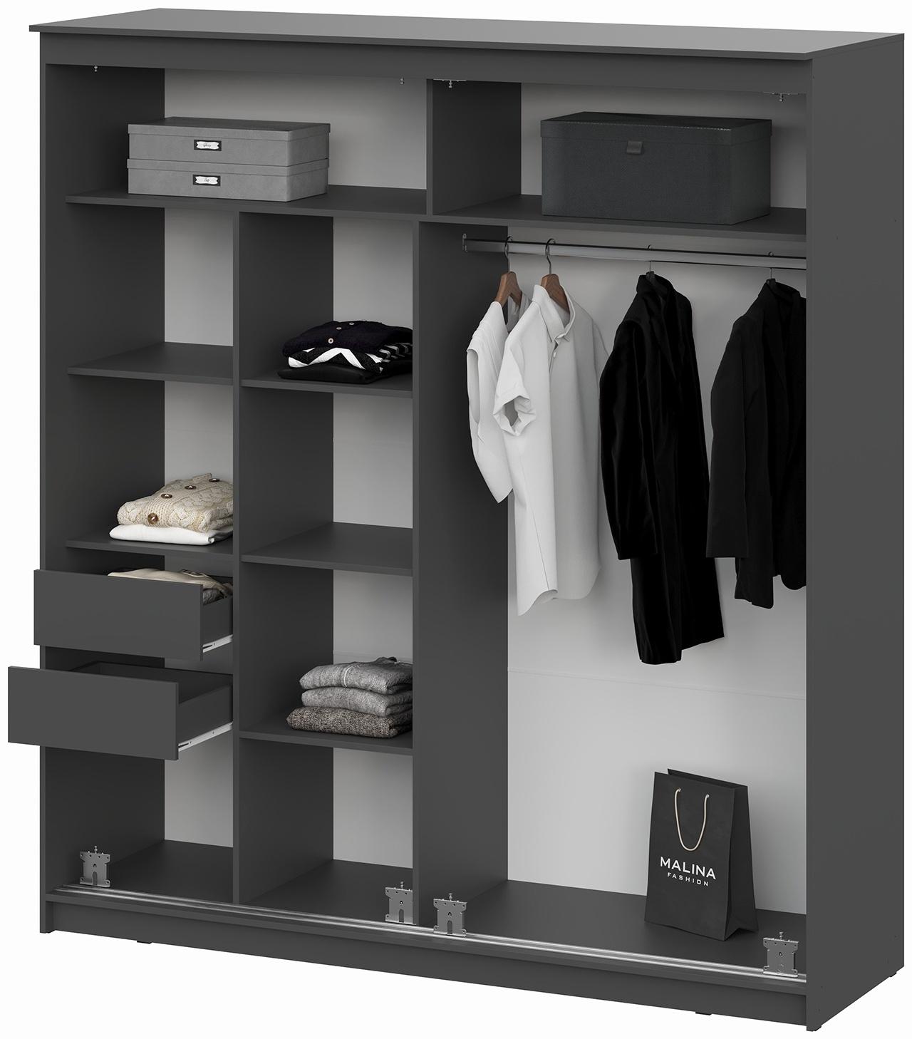 Шкаф – купе «Лайт» №25, 2001×600×2200 мм, цвет графит