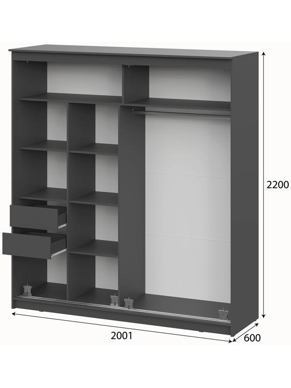 Шкаф – купе «Лайт» №25, 2001×600×2200 мм, цвет графит