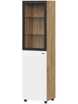 Пенал «Милан», со стеклом, 501×416×1914 мм, цвет белый/дуб золотой