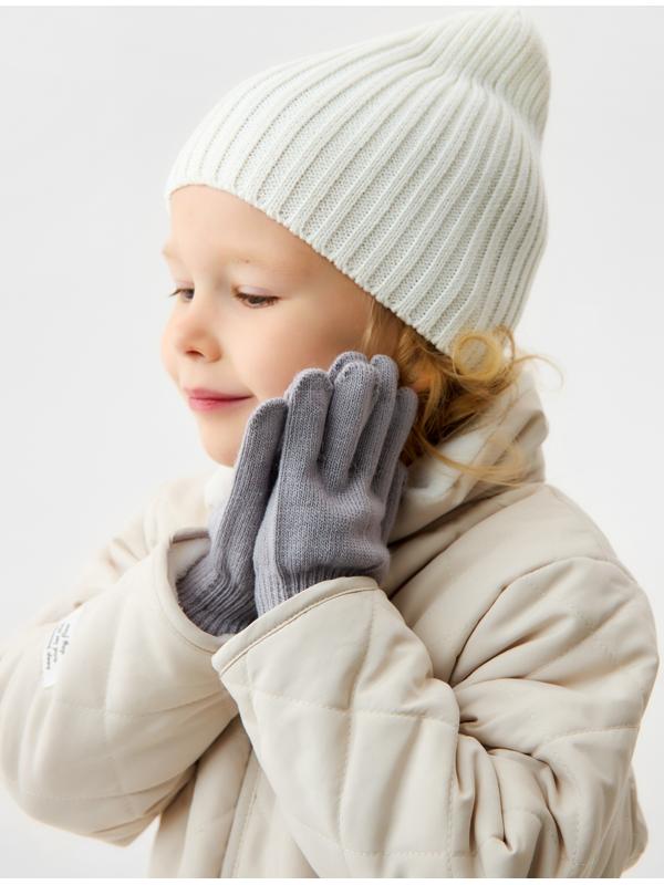 Перчатки детские MINAKU, однослойные, 14 см, серые