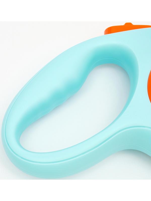 Рулетка - поводок для собак, лента 3 метра, оранж/голубая