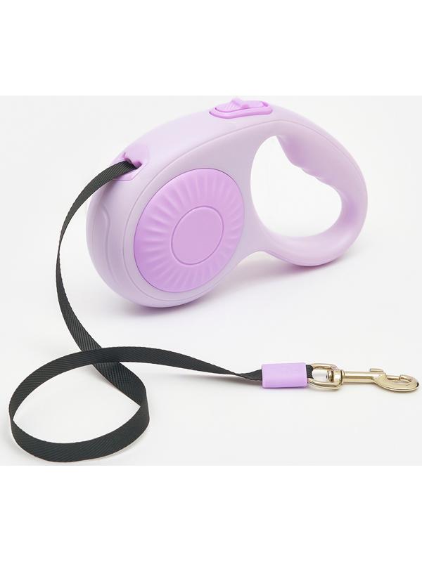 Рулетка - поводок для собак, лента 3 метра, сиреневая