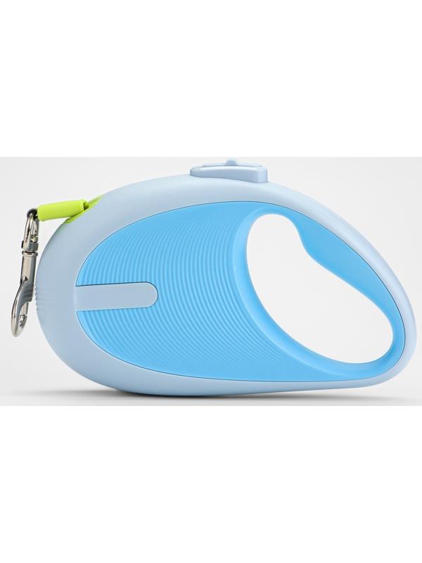 Рулетка - поводок для собак, лента 3 метра, голубая