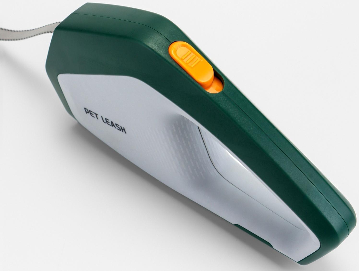 Рулетка - поводок для собак, лента 3 метра, белая/зелёная