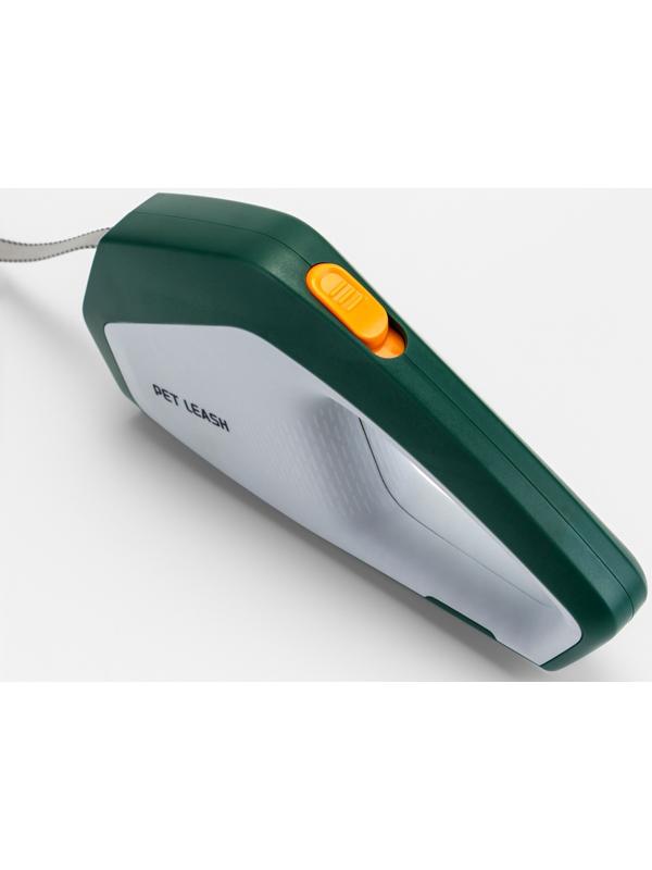 Рулетка - поводок для собак, лента 3 метра, белая/зелёная