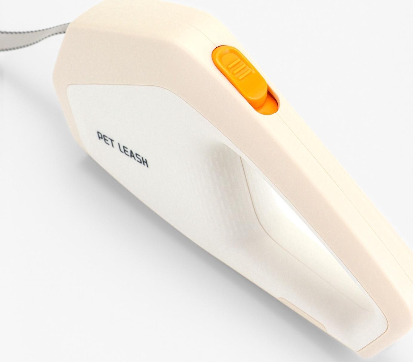 Рулетка - поводок для собак, лента 3 метра, белая/бежевая