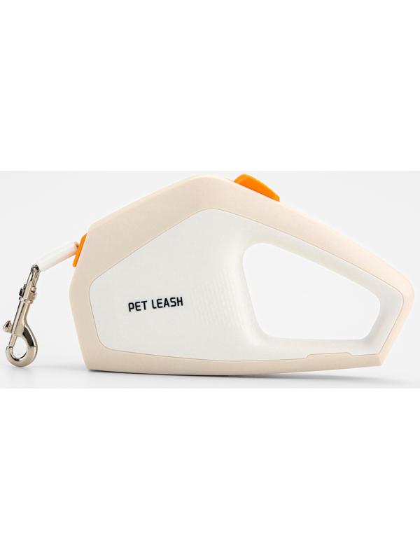 Рулетка - поводок для собак, лента 3 метра, белая/бежевая