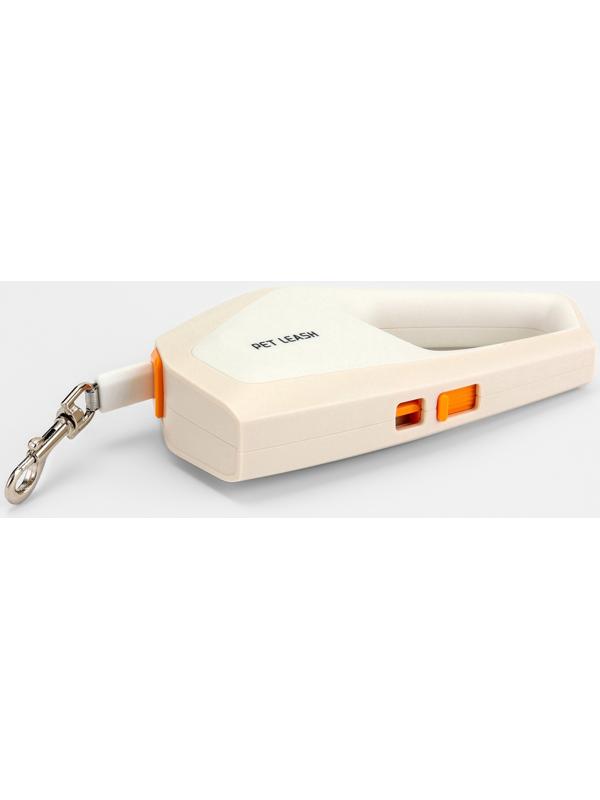 Рулетка - поводок для собак, лента 3 метра, белая/бежевая