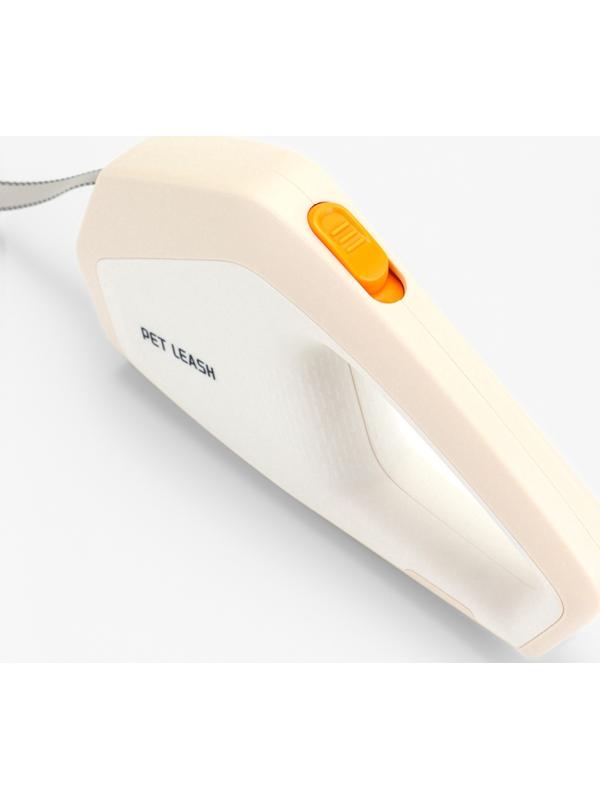 Рулетка - поводок для собак, лента 3 метра, белая/бежевая