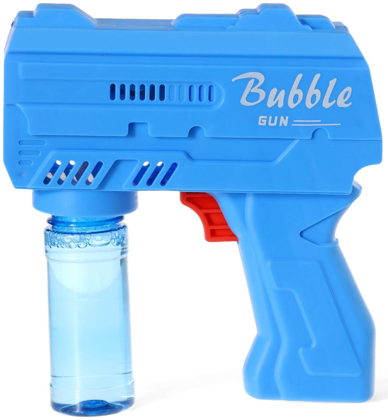 Генератор мыльных пузырей «Пистолет», световые эффекты, работает от батареек, синий