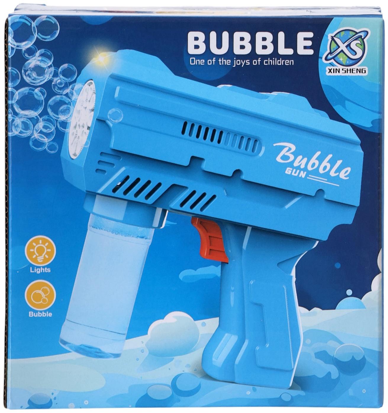 Генератор мыльных пузырей «Пистолет», световые эффекты, работает от батареек, синий