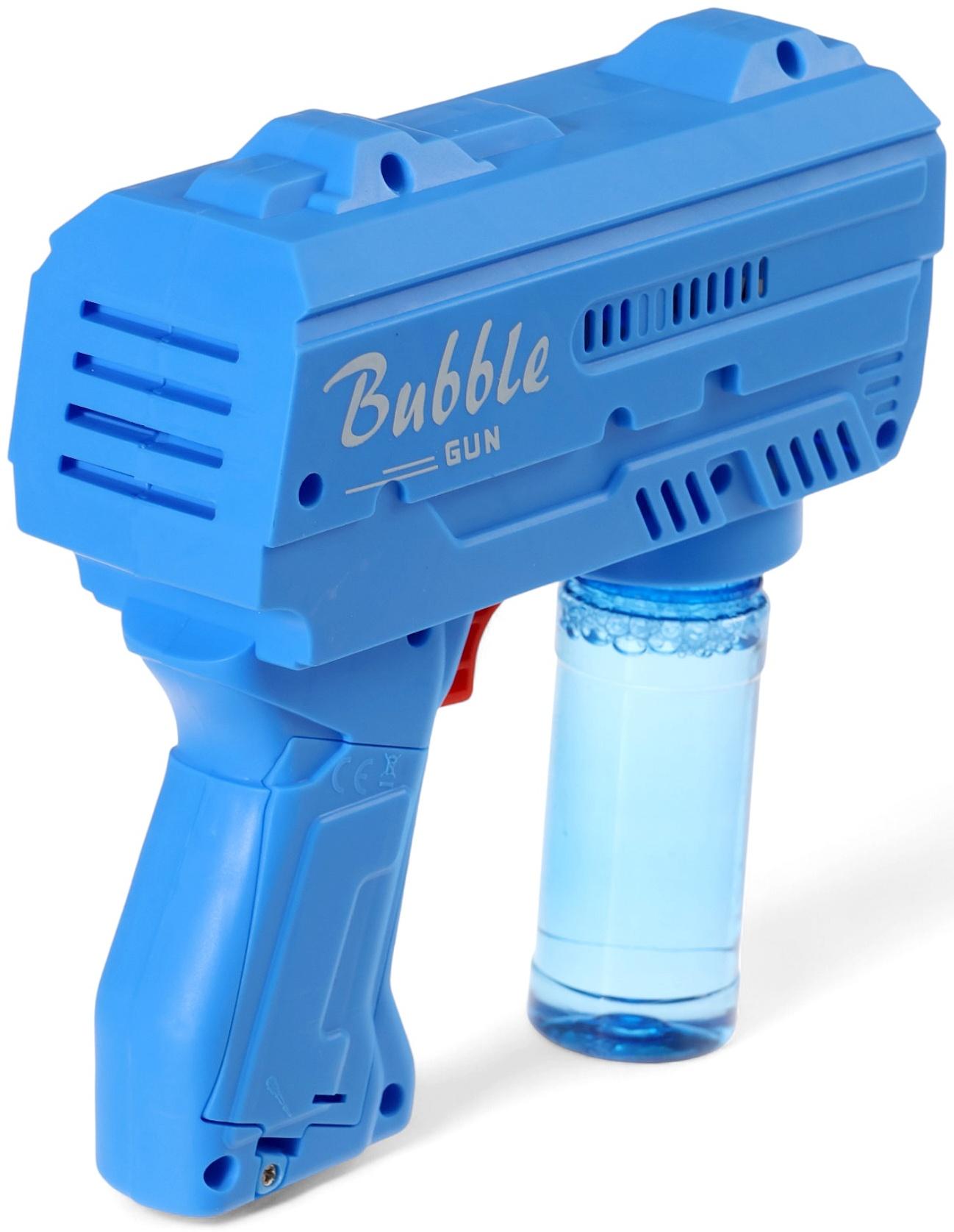 Генератор мыльных пузырей «Пистолет», световые эффекты, работает от батареек, синий