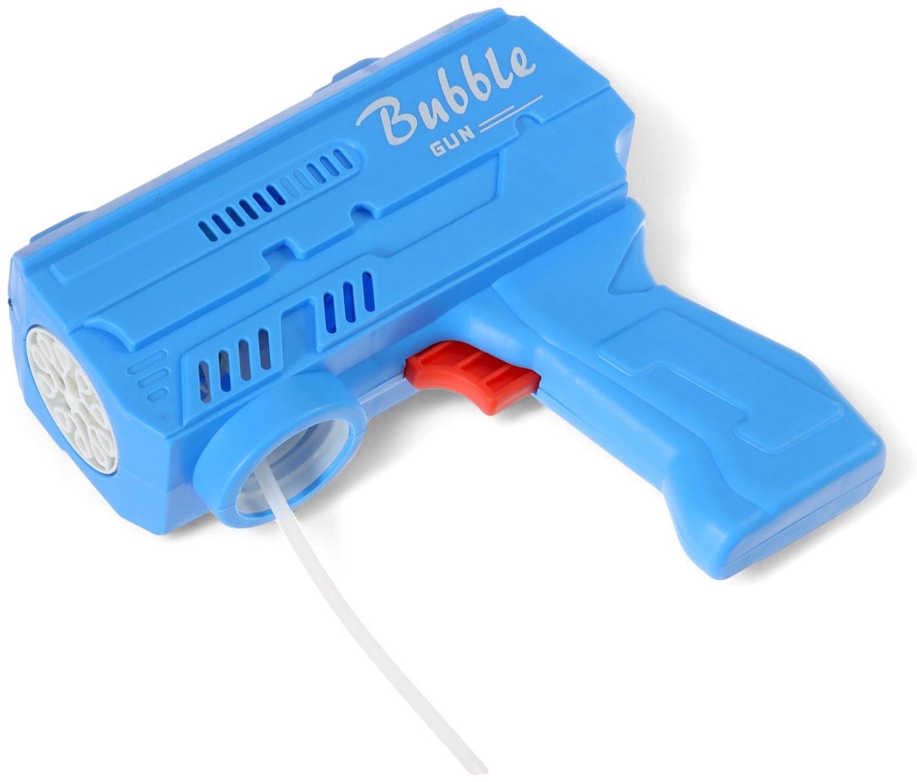 Генератор мыльных пузырей «Пистолет», световые эффекты, работает от батареек, синий
