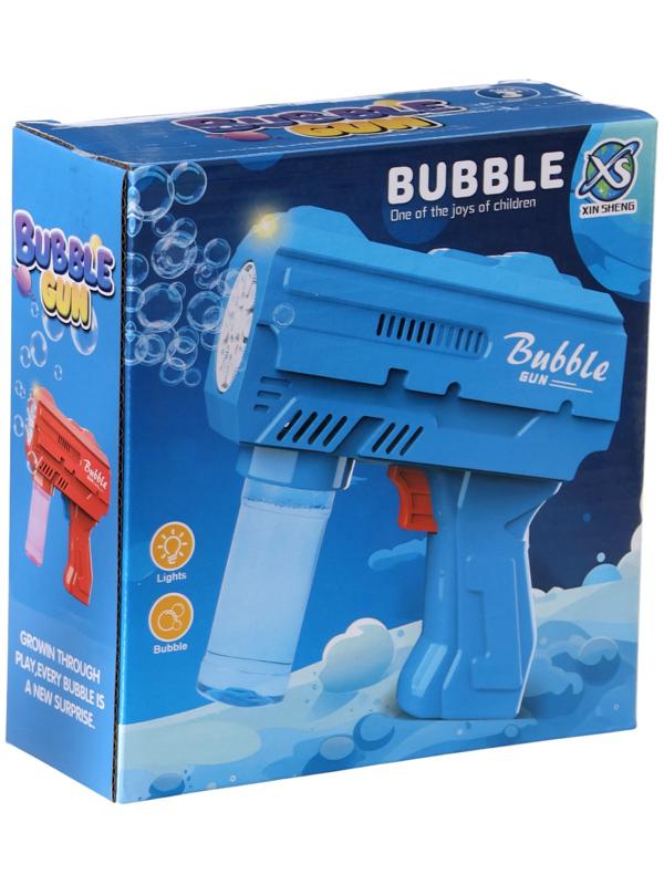 Генератор мыльных пузырей «Пистолет», световые эффекты, работает от батареек, синий