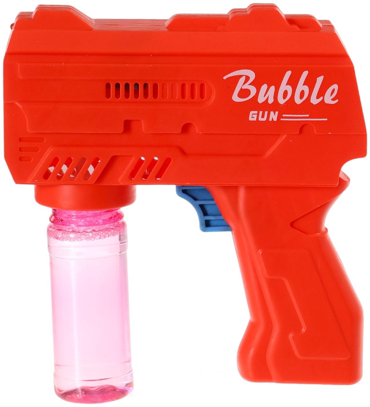 Генератор мыльных пузырей «Пистолет», световые эффекты, работает от батареек, красный