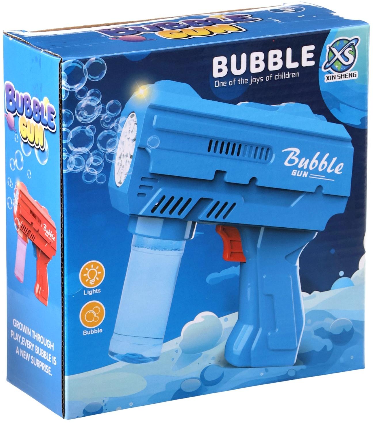 Генератор мыльных пузырей «Пистолет», световые эффекты, работает от батареек, красный