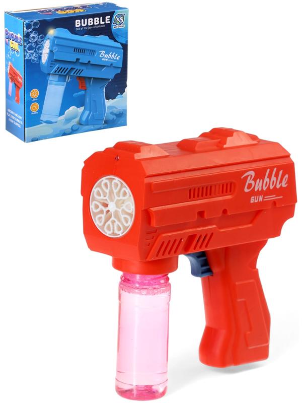 Генератор мыльных пузырей «Пистолет», световые эффекты, работает от батареек, красный