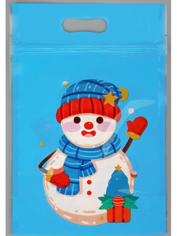 Пакет подарочный новогодний «Снеговик и его друзья», с zip-lock застежкой, МИКС, 15×22 см