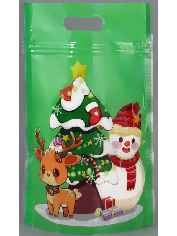 Пакет подарочный новогодний «Снеговик и его друзья», с zip-lock застежкой, МИКС, 15×22 см