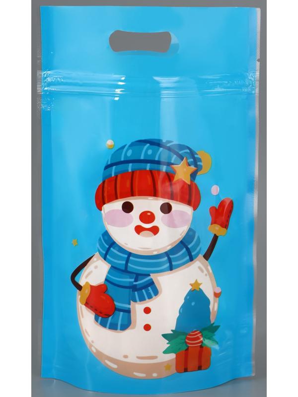 Пакет подарочный новогодний «Снеговик и его друзья», с zip-lock застежкой, МИКС, 15×22 см