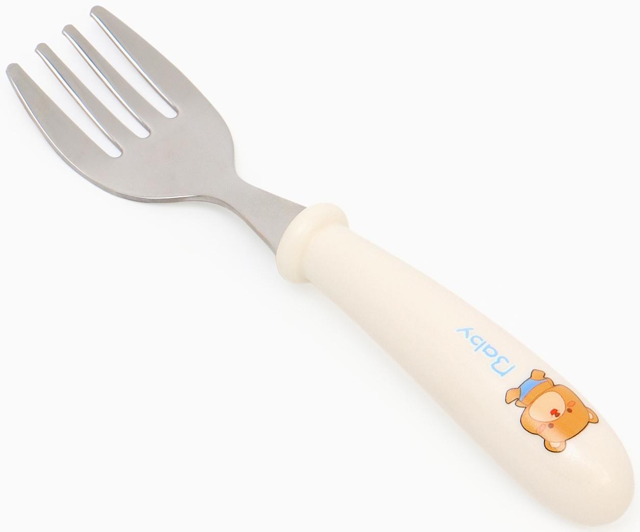 Набор детских столовых приборов в футляре: вилка, ложка Крошка Я бежевый