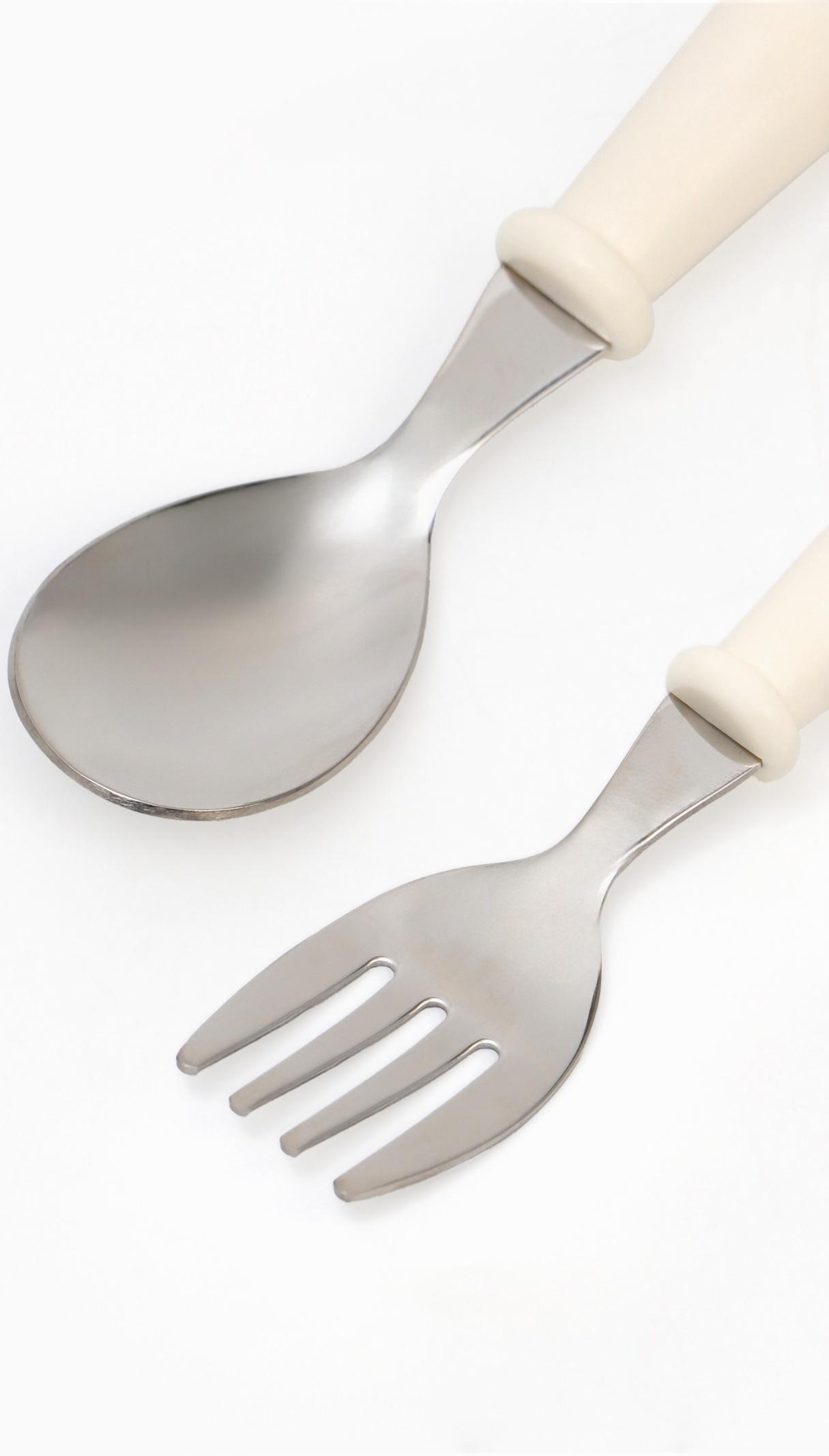 Набор детских столовых приборов в футляре: вилка, ложка Крошка Я бежевый