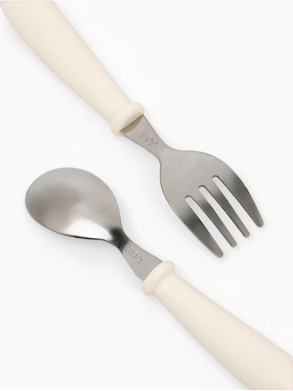 Набор детских столовых приборов в футляре: вилка, ложка Крошка Я бежевый