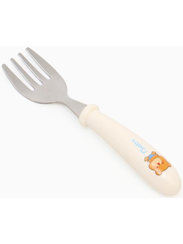 Набор детских столовых приборов в футляре: вилка, ложка Крошка Я бежевый