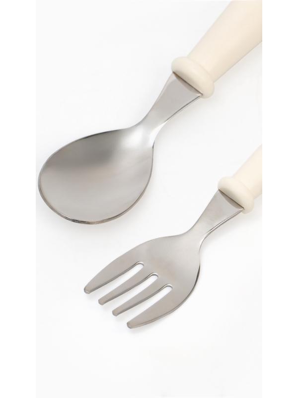 Набор детских столовых приборов в футляре: вилка, ложка Крошка Я бежевый