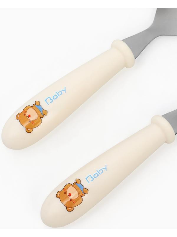 Набор детских столовых приборов в футляре: вилка, ложка Крошка Я бежевый