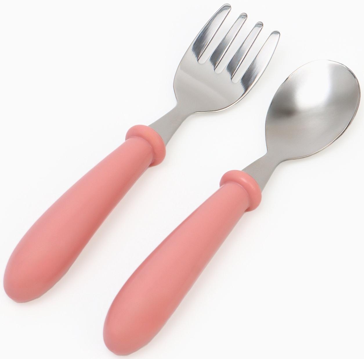 Набор детских столовых приборов в футляре: вилка, ложка Крошка Я розовый