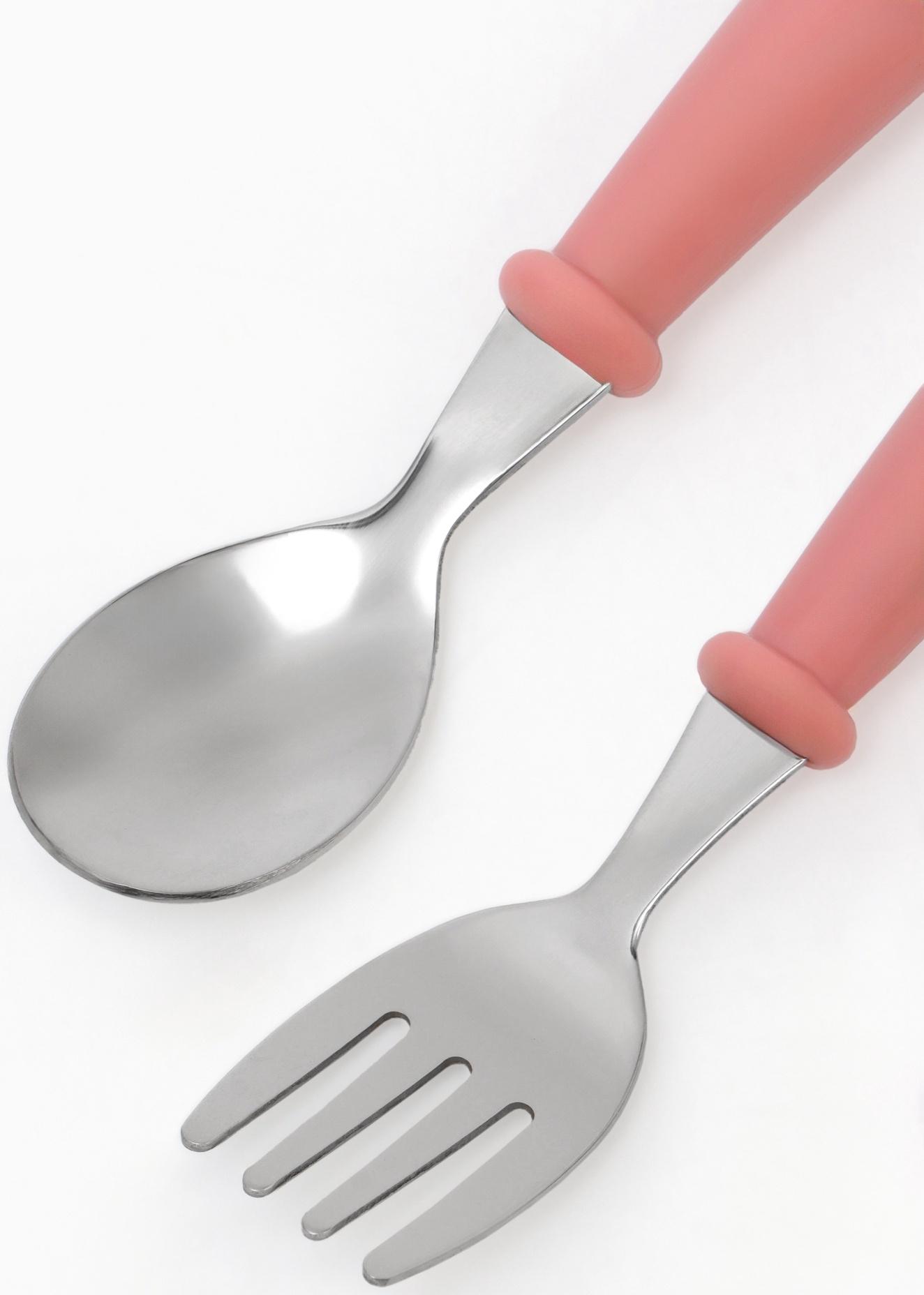 Набор детских столовых приборов в футляре: вилка, ложка Крошка Я розовый