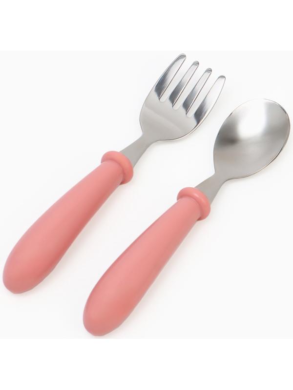 Набор детских столовых приборов в футляре: вилка, ложка Крошка Я розовый