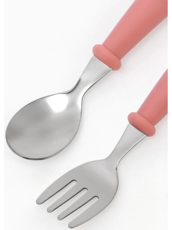 Набор детских столовых приборов в футляре: вилка, ложка Крошка Я розовый