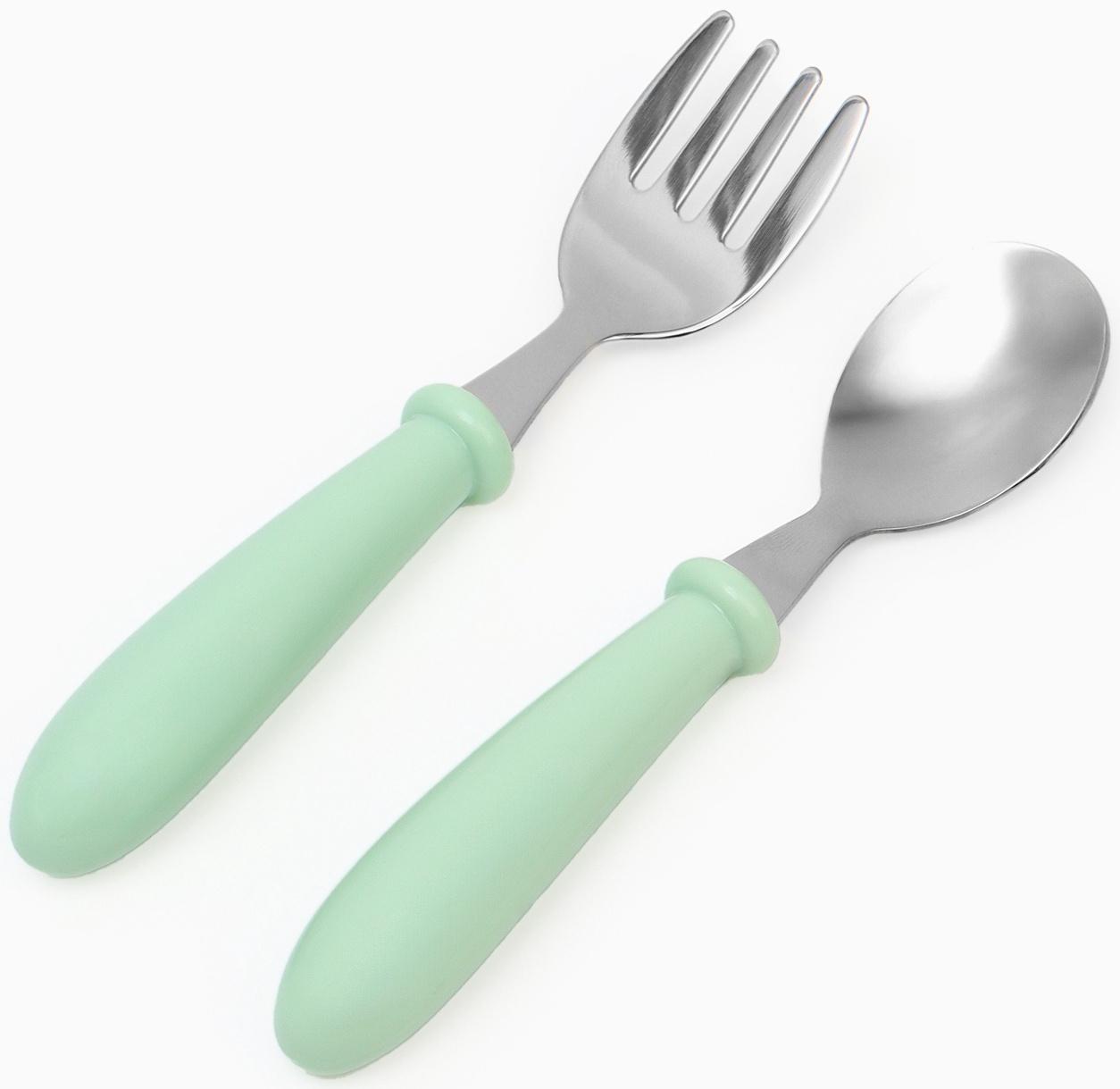 Набор детских столовых приборов в футляре: вилка, ложка Крошка Я бирюзовый