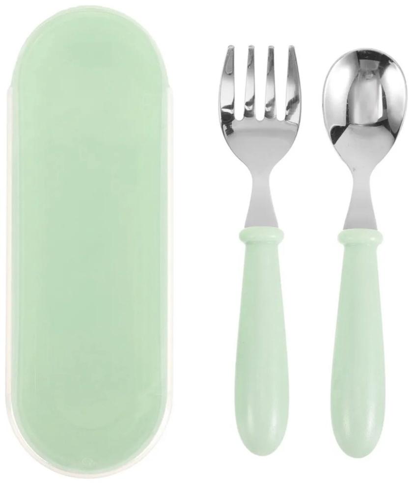 Набор детских столовых приборов в футляре: вилка, ложка Крошка Я бирюзовый