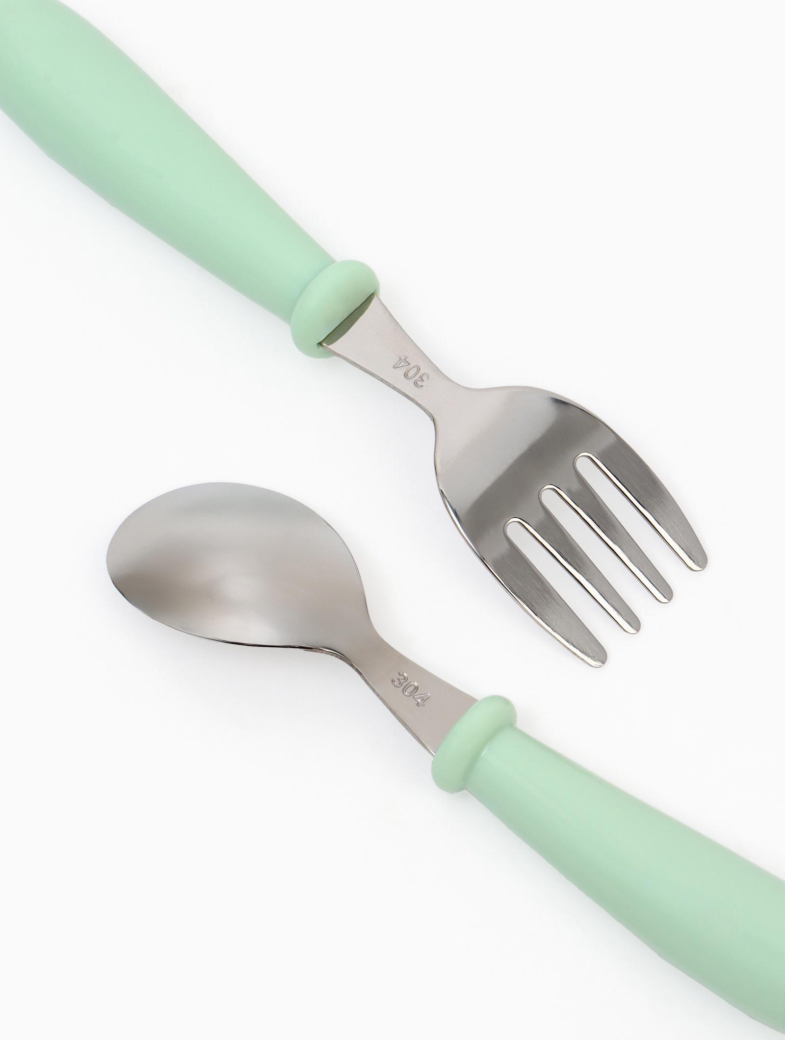 Набор детских столовых приборов в футляре: вилка, ложка Крошка Я бирюзовый