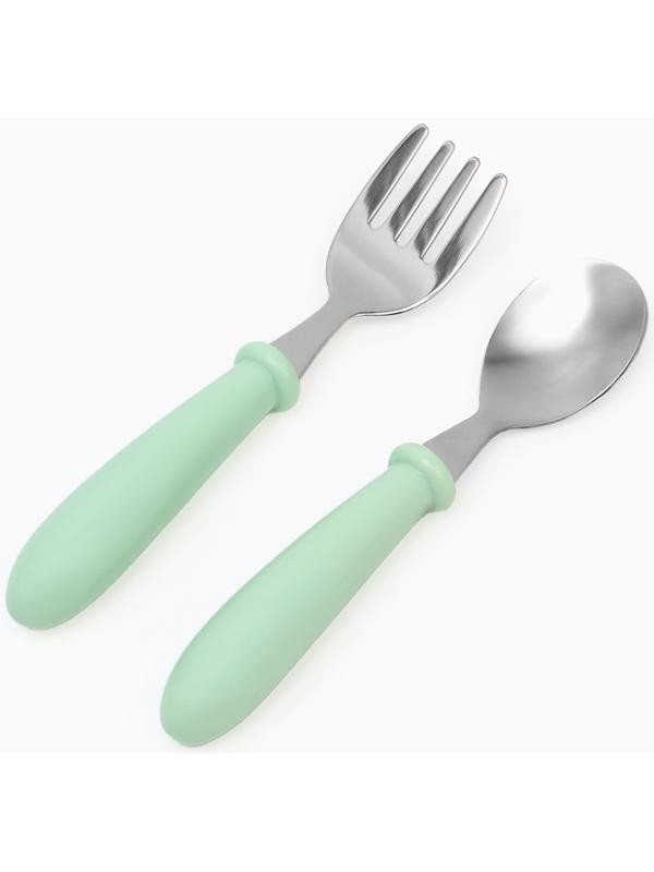 Набор детских столовых приборов в футляре: вилка, ложка Крошка Я бирюзовый