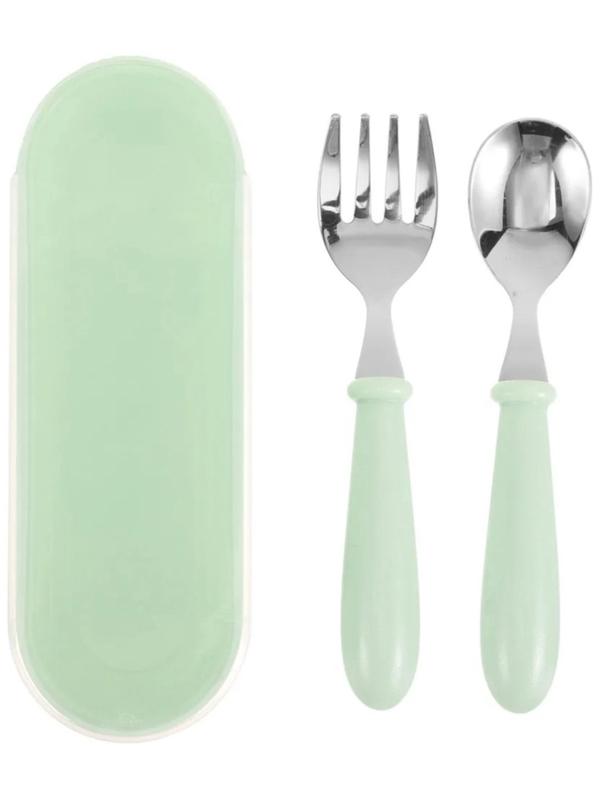 Набор детских столовых приборов в футляре: вилка, ложка Крошка Я бирюзовый